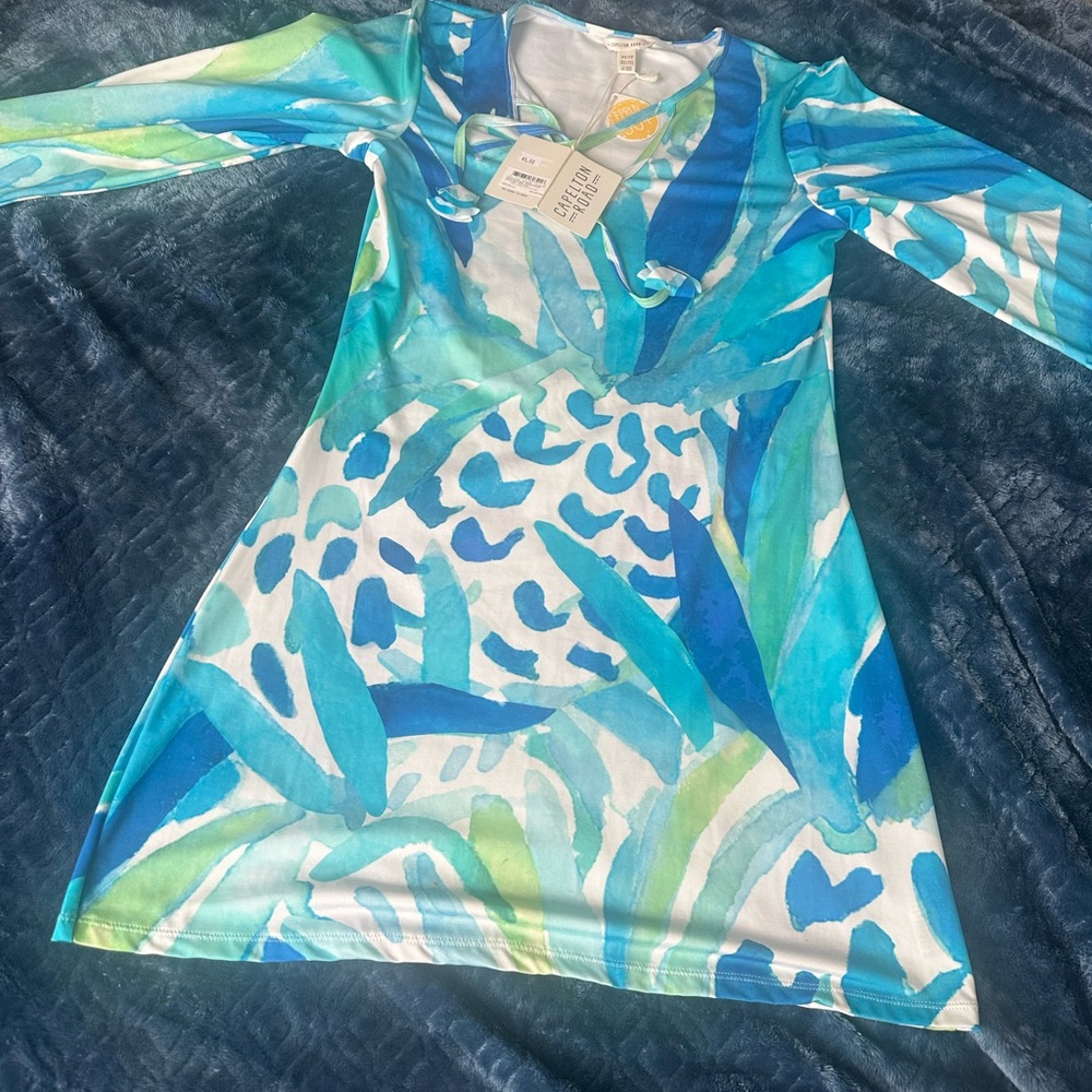 Vibrant Blue and Green Capelton Road Dress.